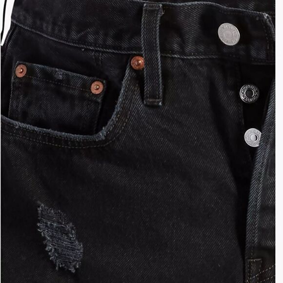 NWT LEVI'S 501 Distressed 5 Pocket High Rise Black Shorts Size 28 - Picture 9 of 10